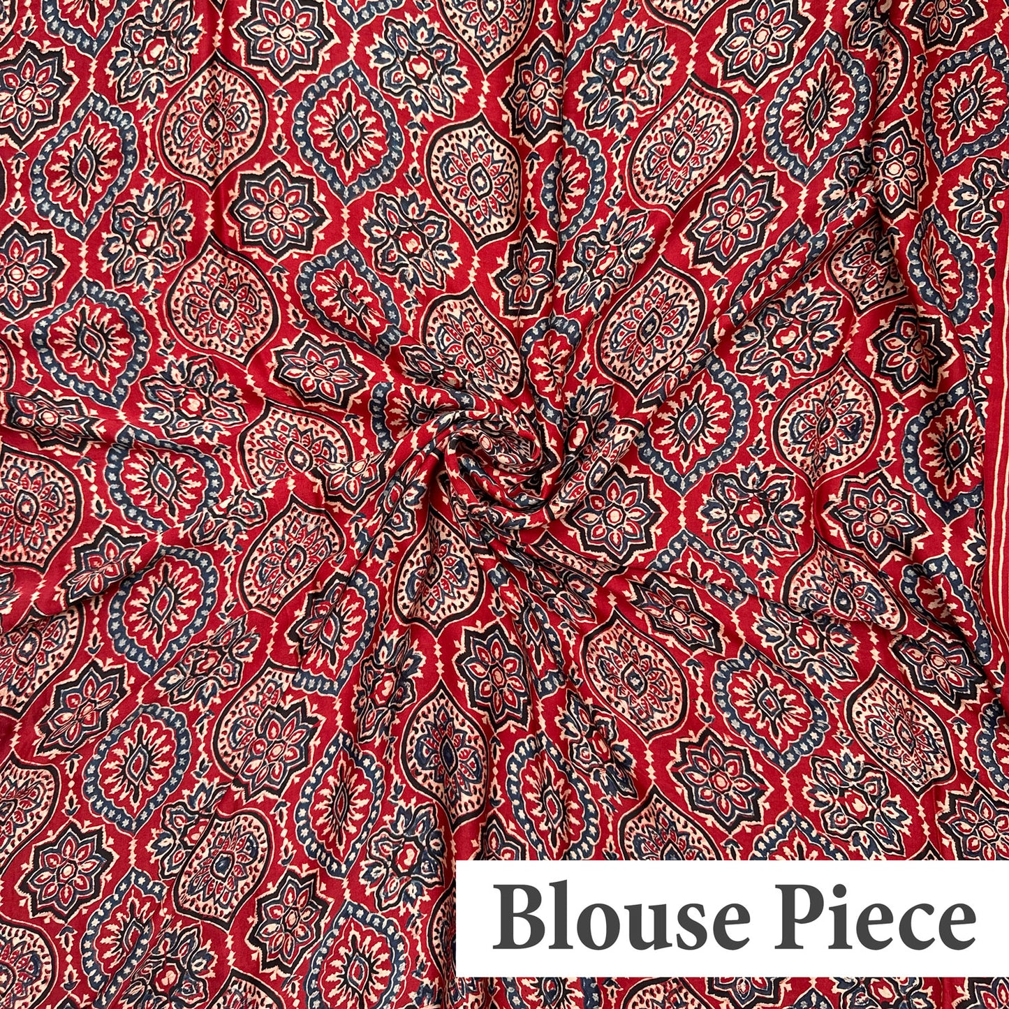 Aabaroo Handblock Printed Ajrakh Modal Silk Saree