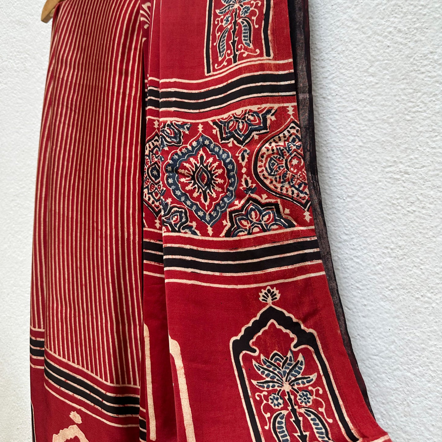 Aabaroo Handblock Printed Ajrakh Modal Silk Saree