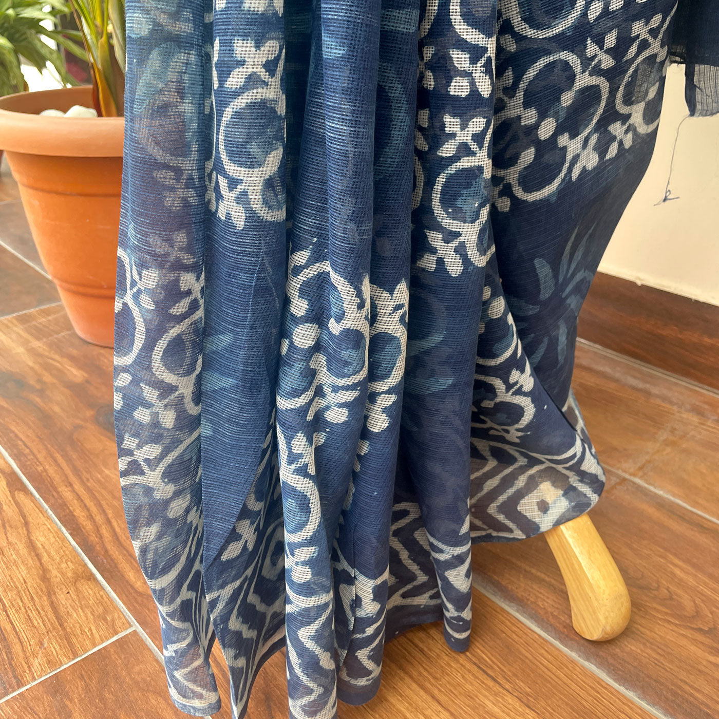 Aadhe Adhure Indigo Handblock Kota Doria Saree