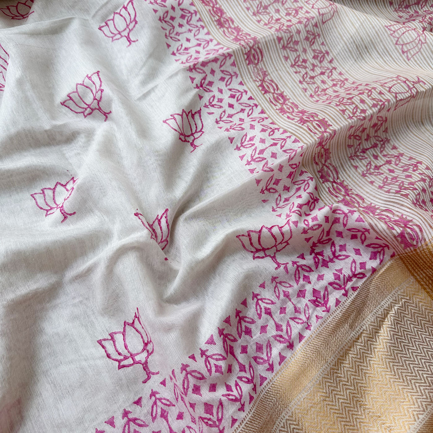 Aaditya Handblock Printed Cotton Silk Saree