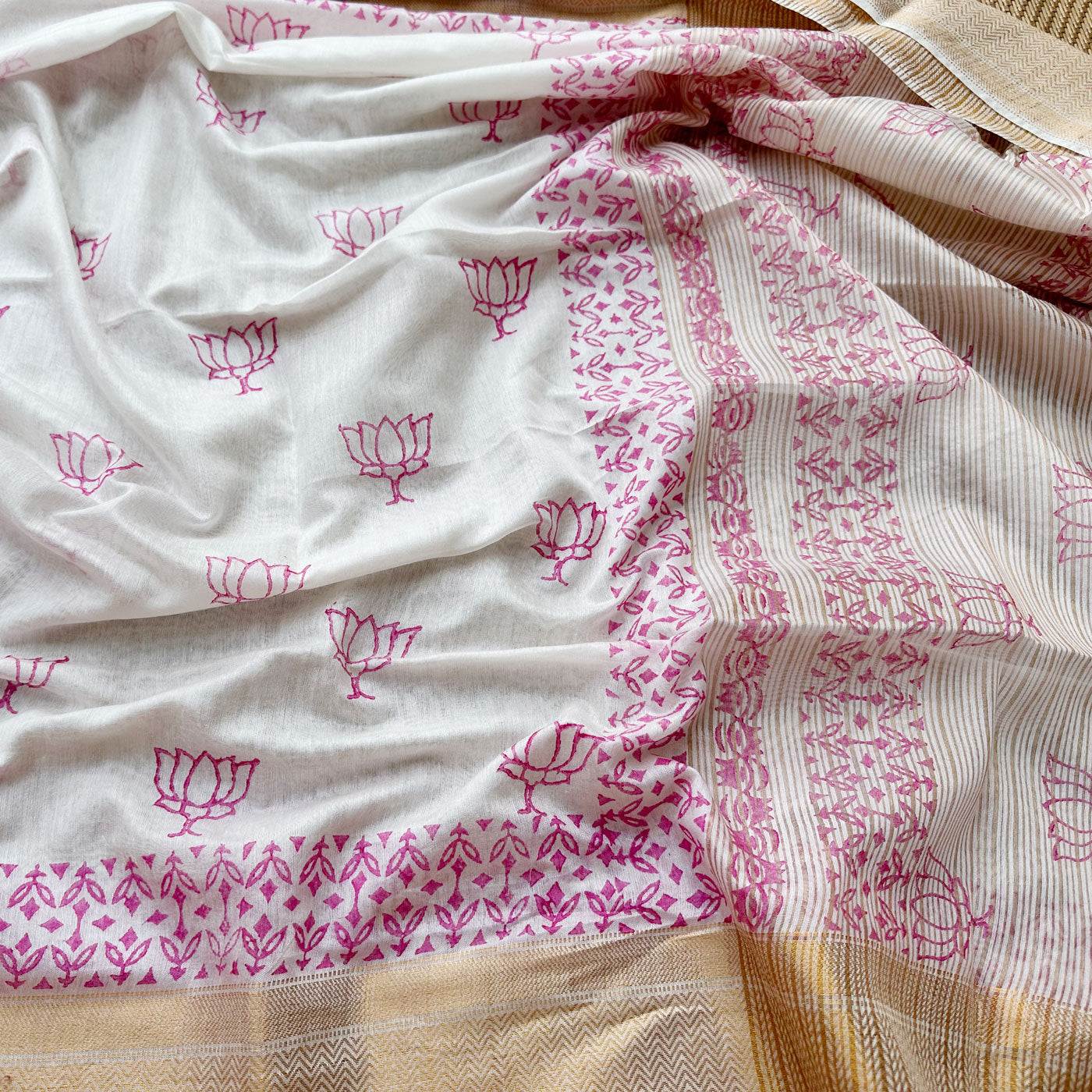 Aaditya Handblock Printed Cotton Silk Saree