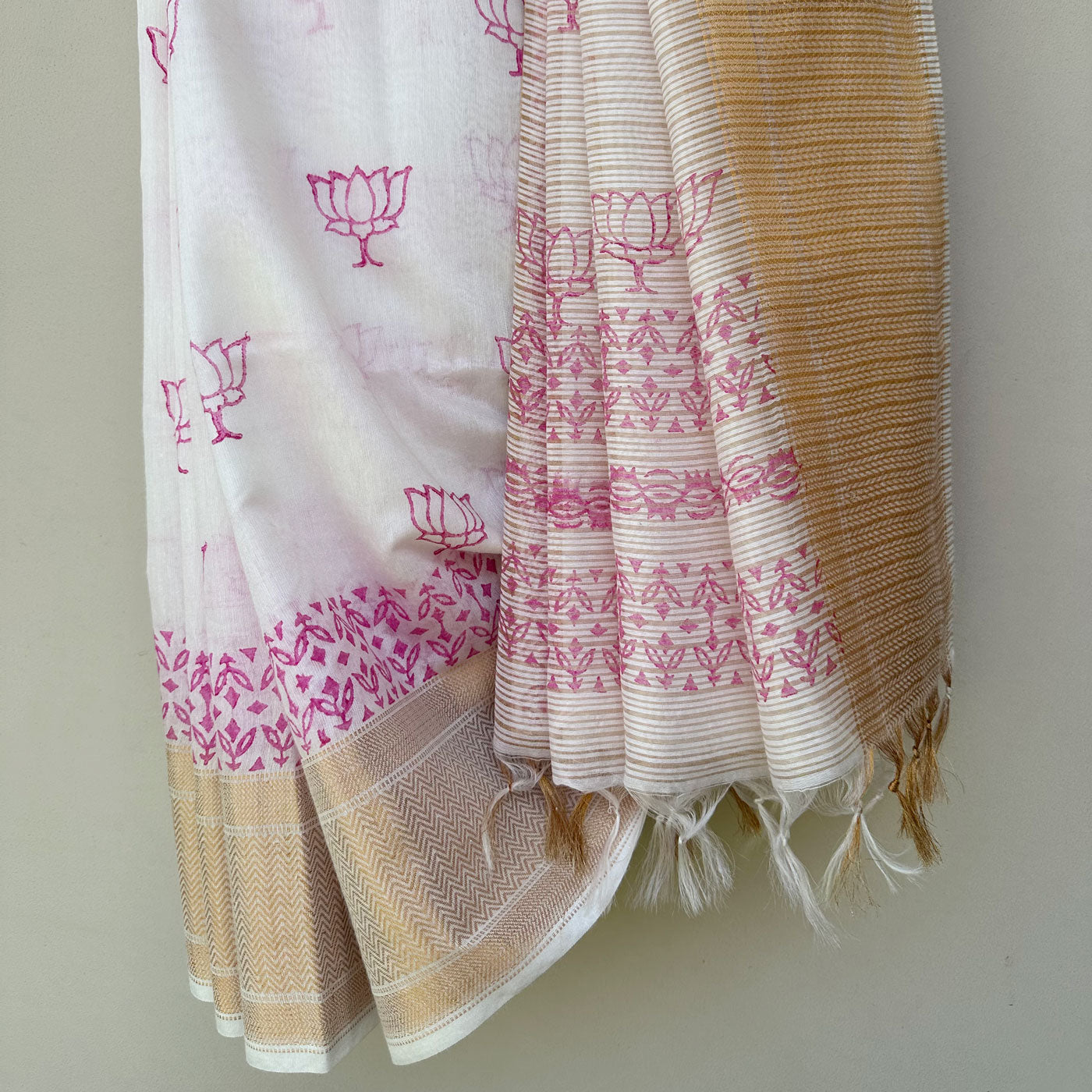 Aaditya Handblock Printed Cotton Silk Saree
