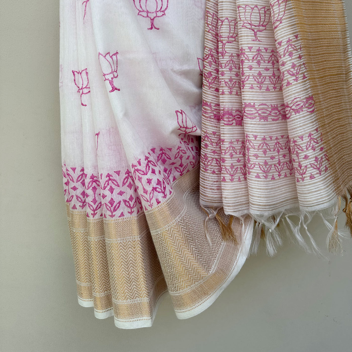 Aaditya Handblock Printed Cotton Silk Saree