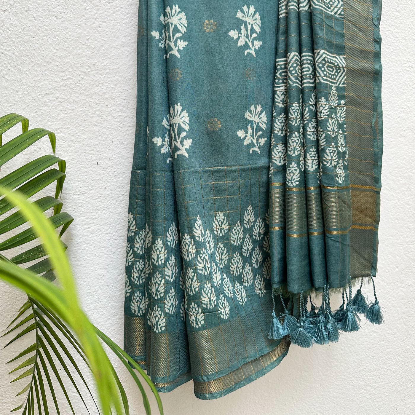 Amaltas Handblock Printed Cotton Silk Saree