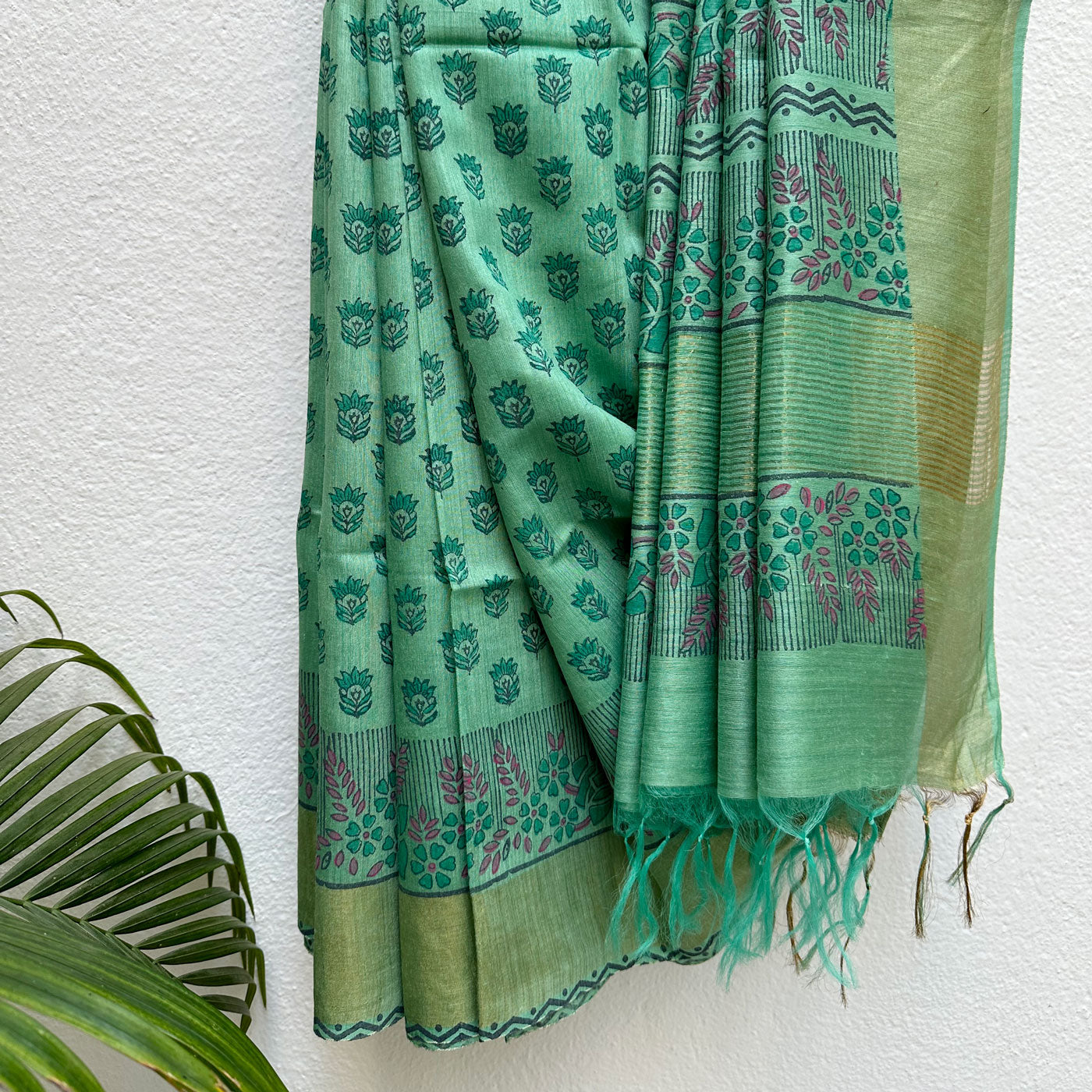 Anuradha Handblock Printed Moonga Silk Saree