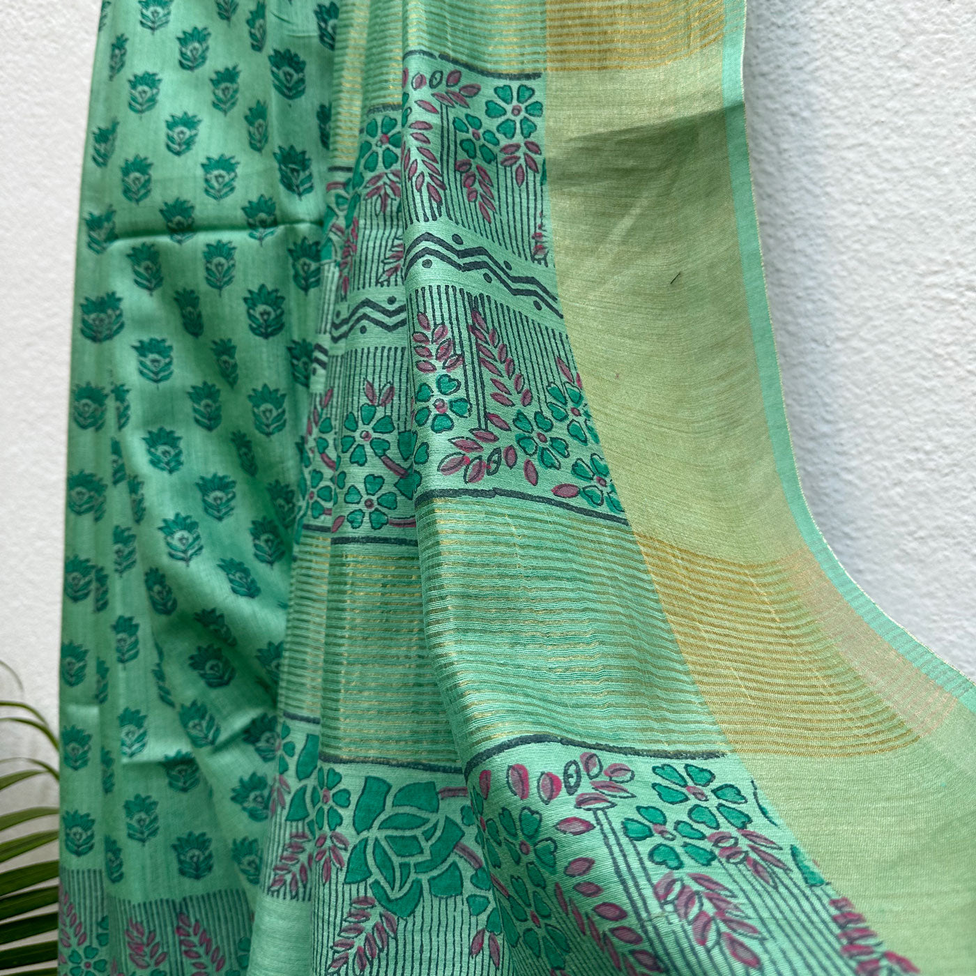 Anuradha Handblock Printed Moonga Silk Saree