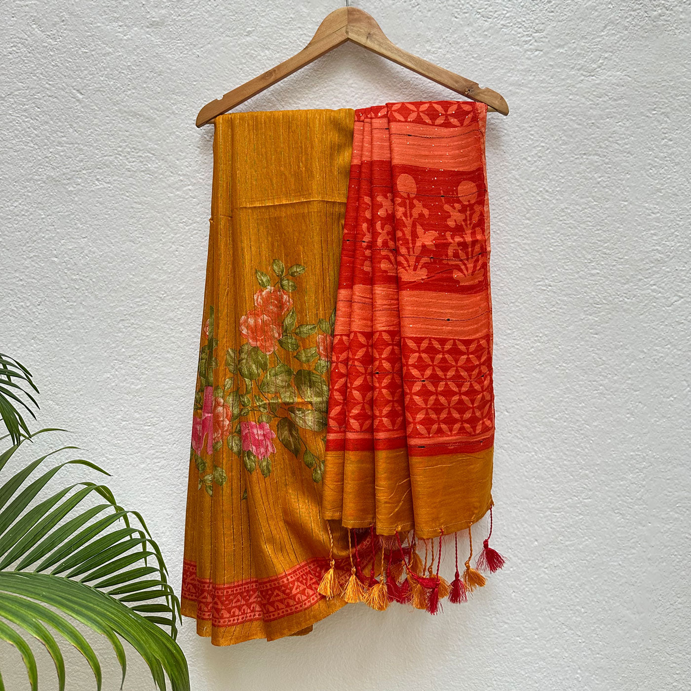 Butterscotch Cotton Silk Printed Saree