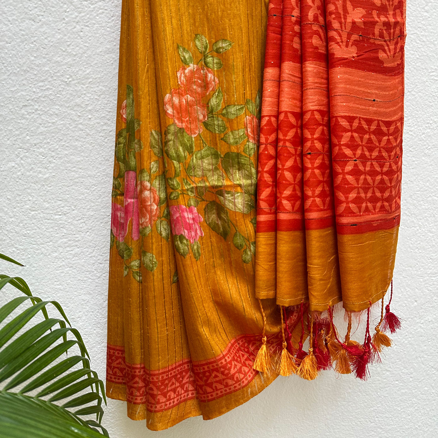 Butterscotch Cotton Silk Printed Saree