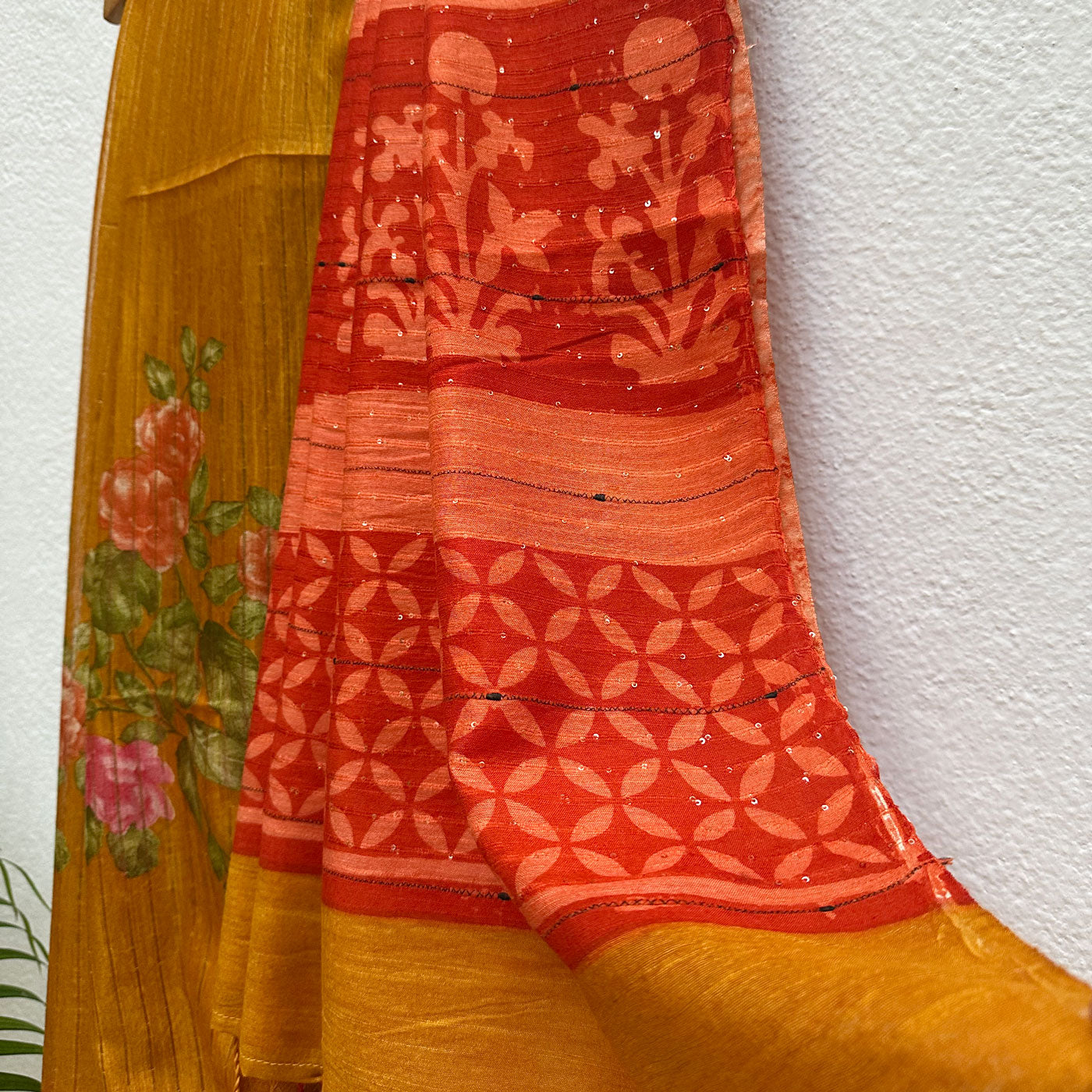 Butterscotch Cotton Silk Printed Saree