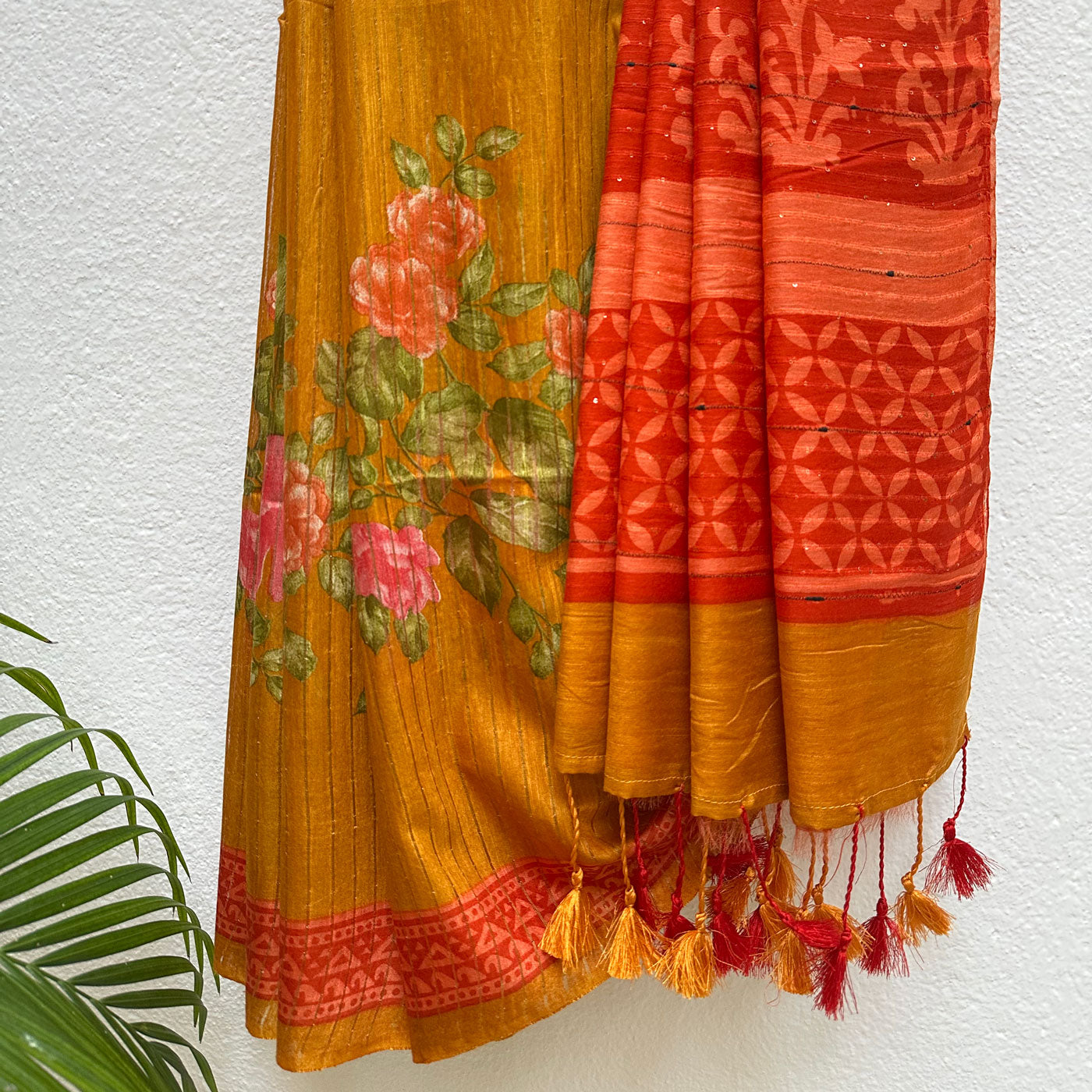Butterscotch Cotton Silk Printed Saree