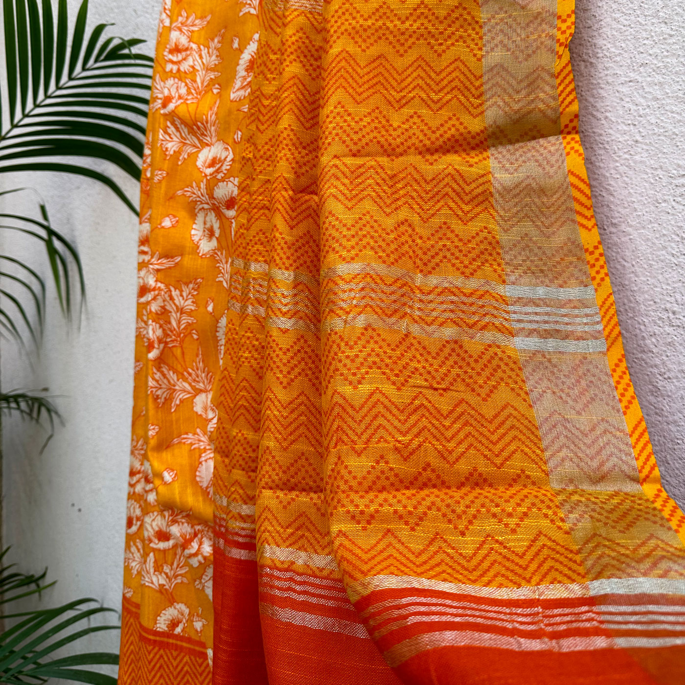Californian Poppy Printed Organic Linen Saree