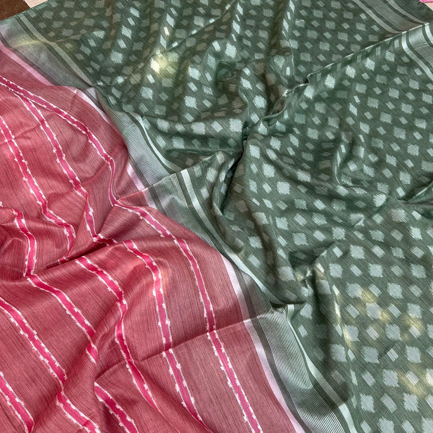 Claret Pink Cotton Bamboo Silk Saree