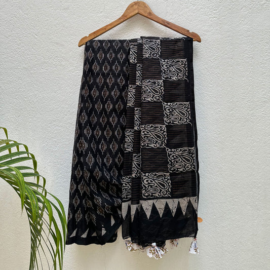 Dinkar Handblock Kota Doria Saree
