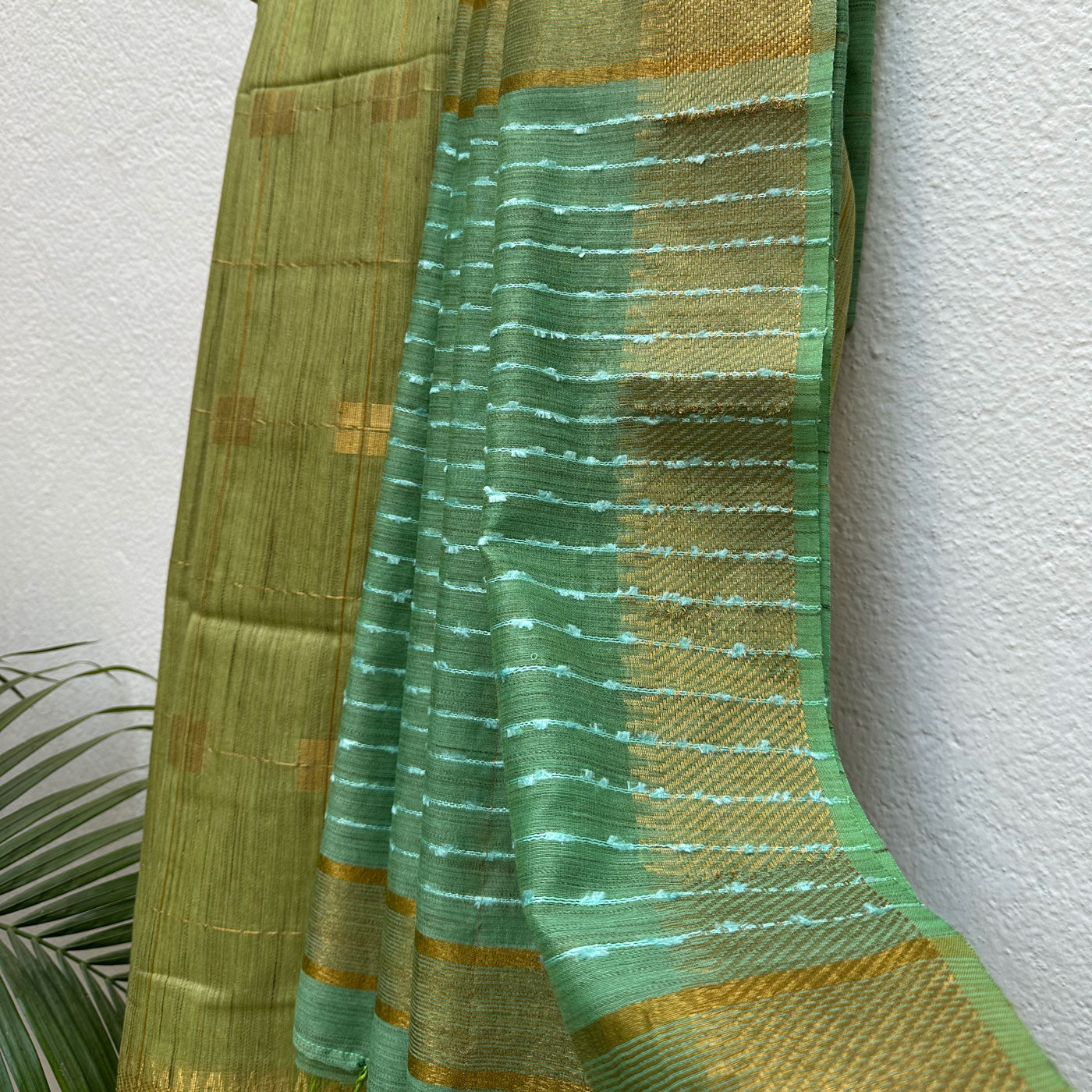 Forest Green Cotton Bamboo Silk Saree