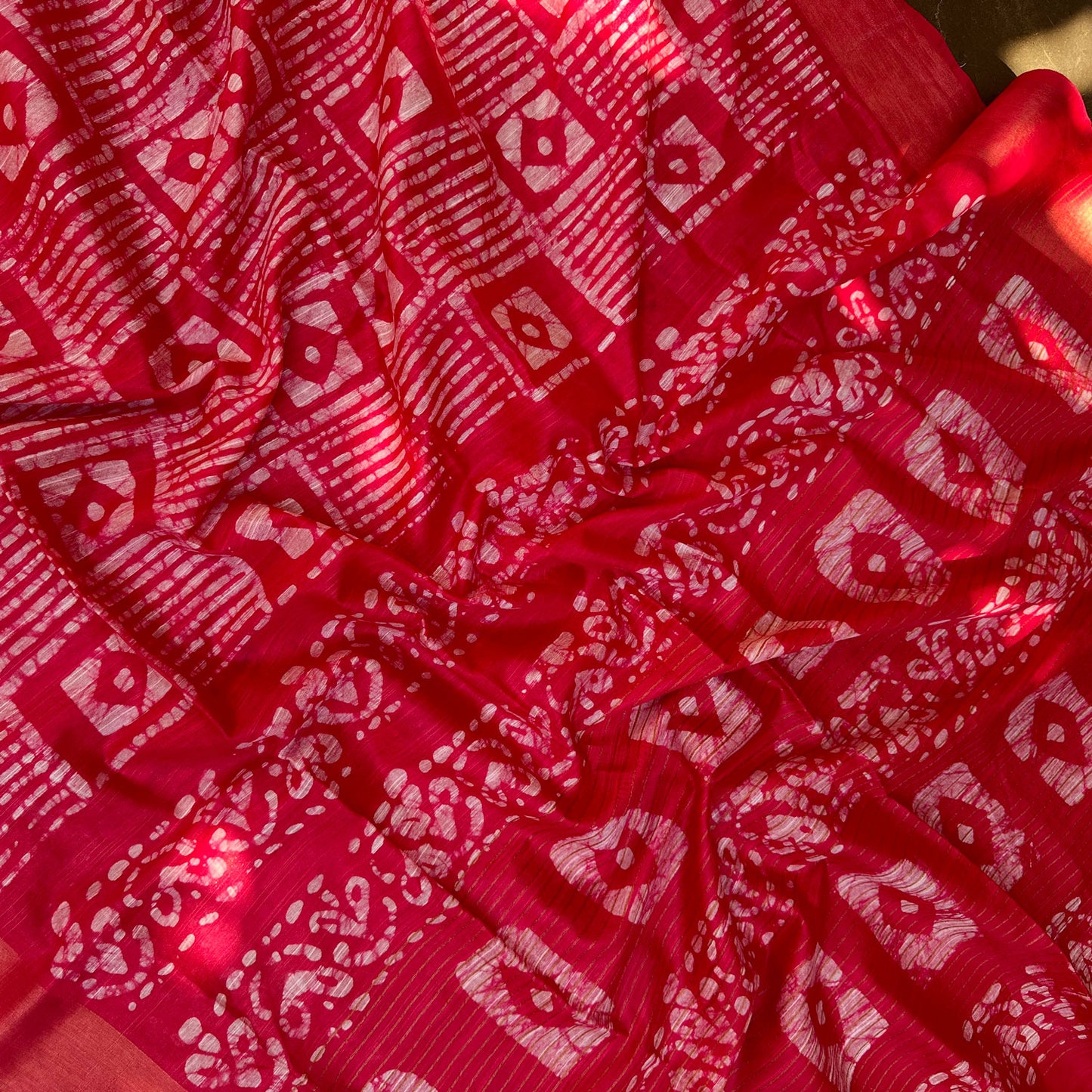 Geranium Batik Cotton Silk Saree