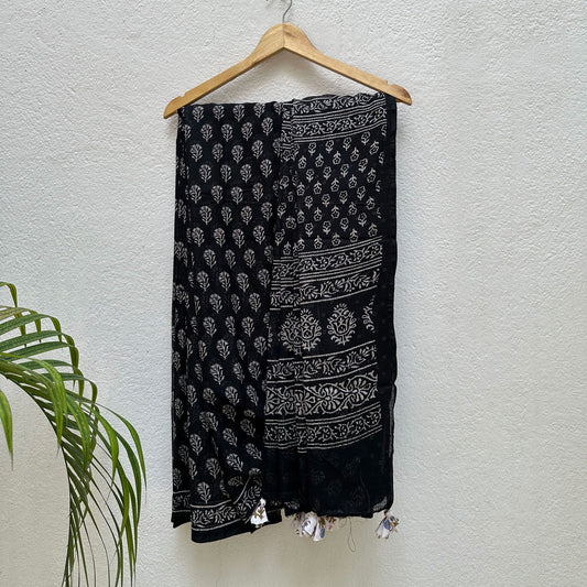 Godaan Indigo Handblock Kota Doria Saree