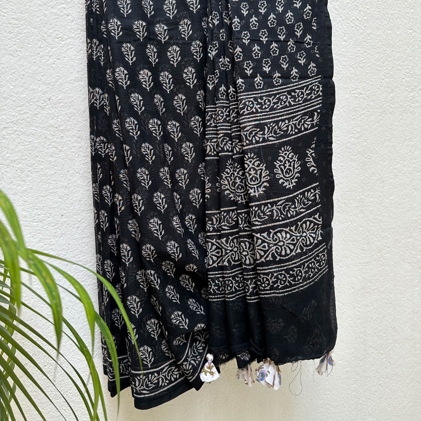 Godaan Indigo Handblock Kota Doria Saree