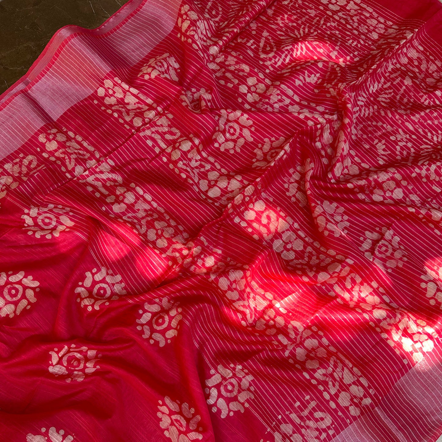 Grenadine Batik Cotton Silk Saree
