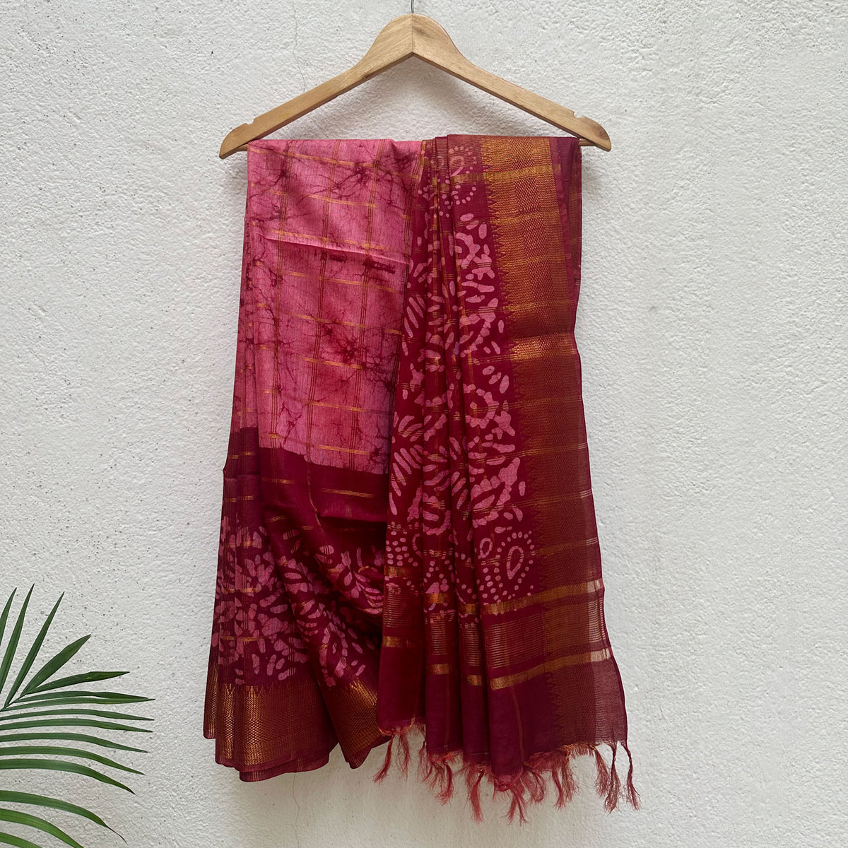 Gulmohar Batik Cotton Silk Saree