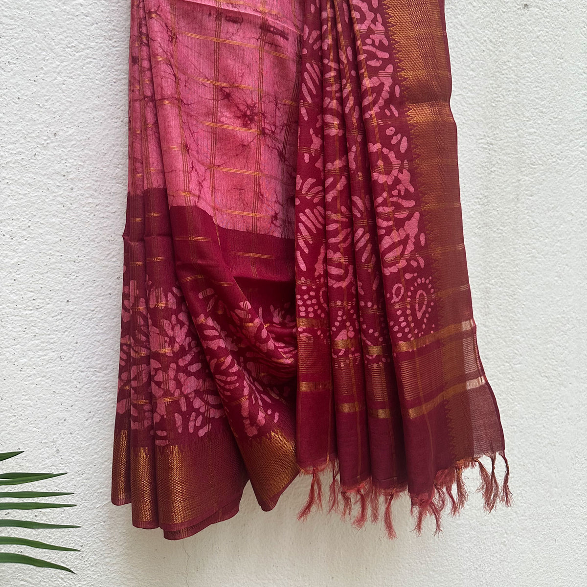 Gulmohar Batik Cotton Silk Saree