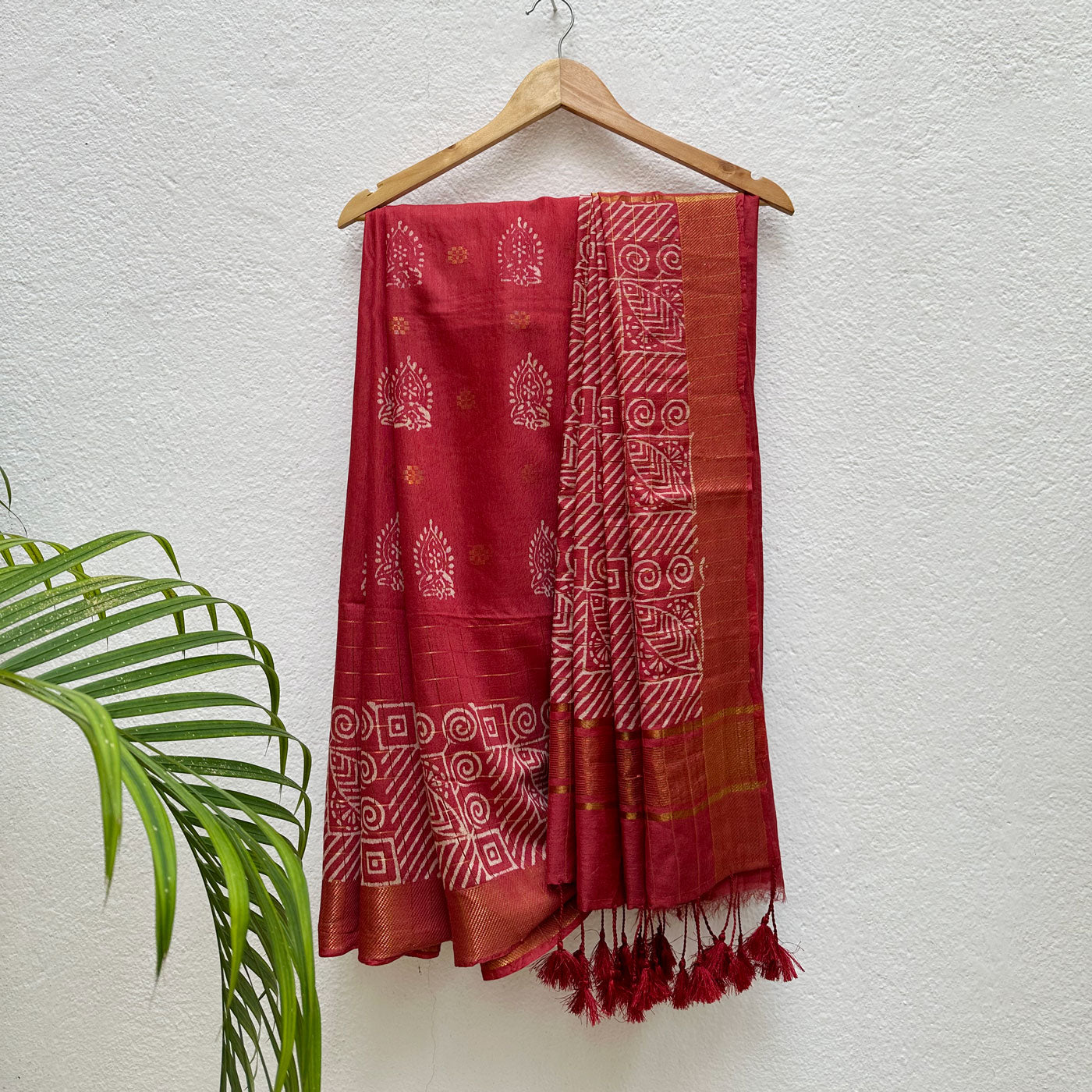 Gulnaar Handblock Printed Cotton Silk Saree