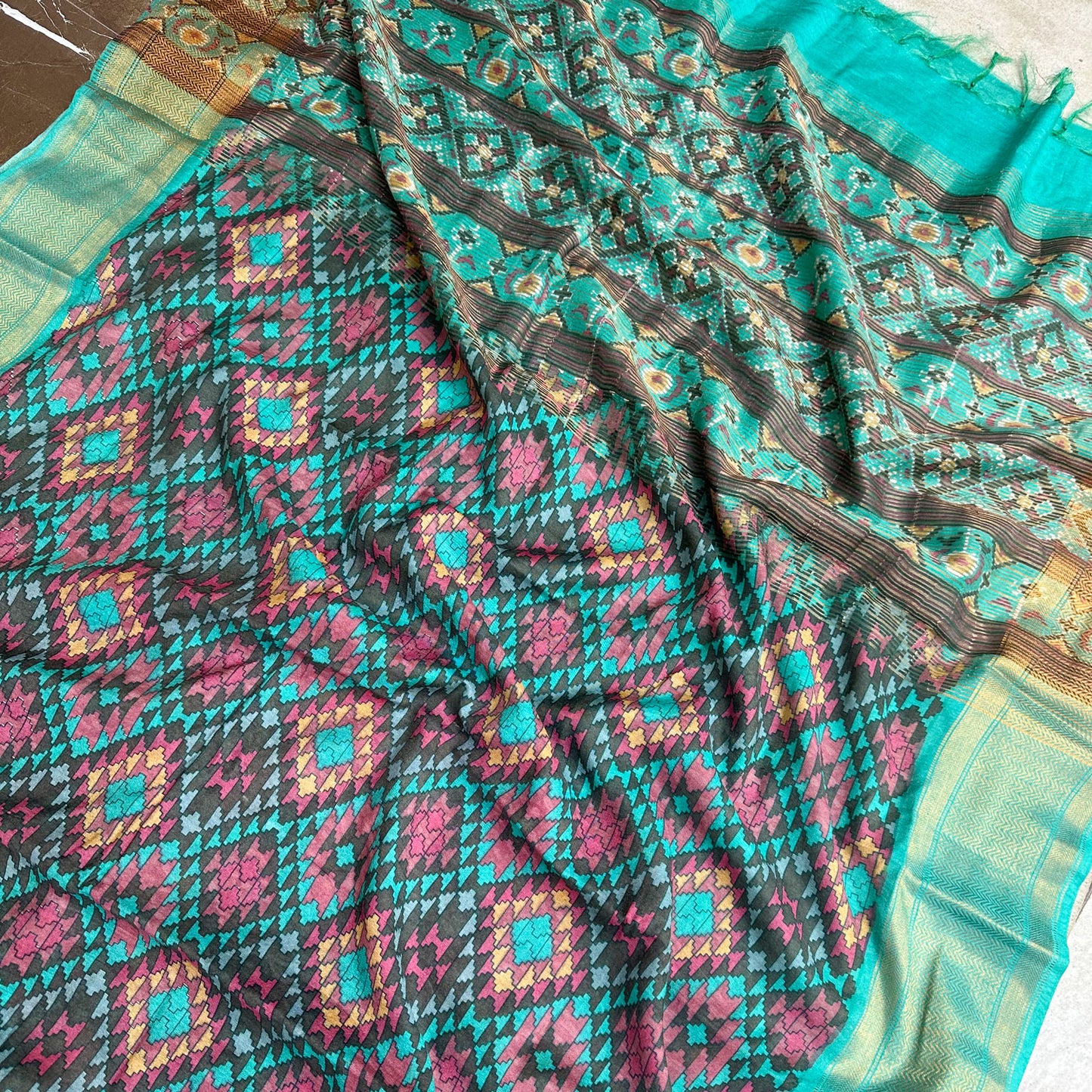 Jayanti Aztec Cotton Silk Printed Saree