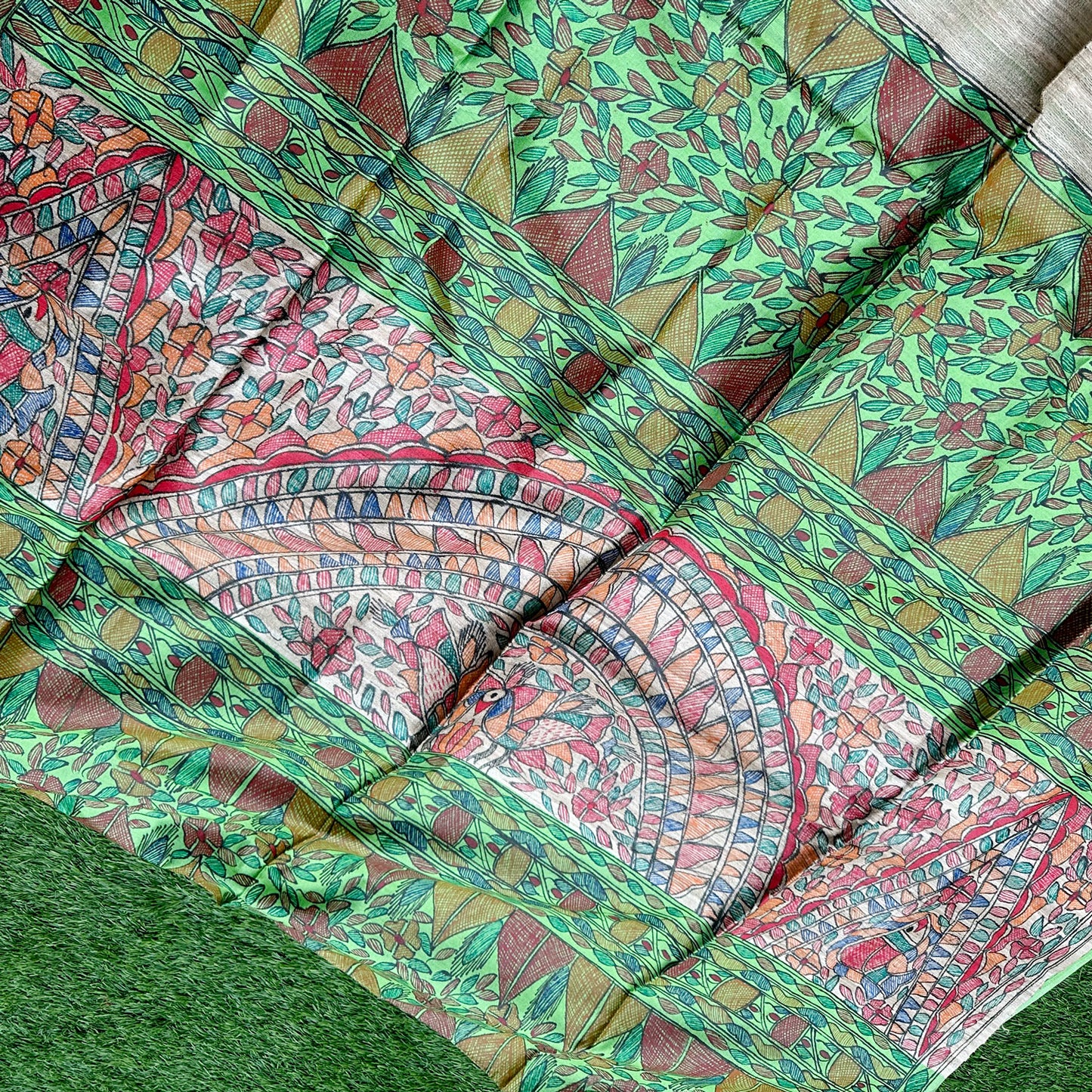 Kalakriti Handpainted Madhubani - Handwoven Tussar Silk Saree