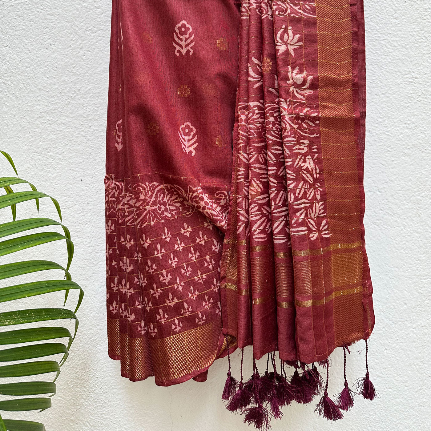Kaner Handblock Printed Cotton Silk Saree