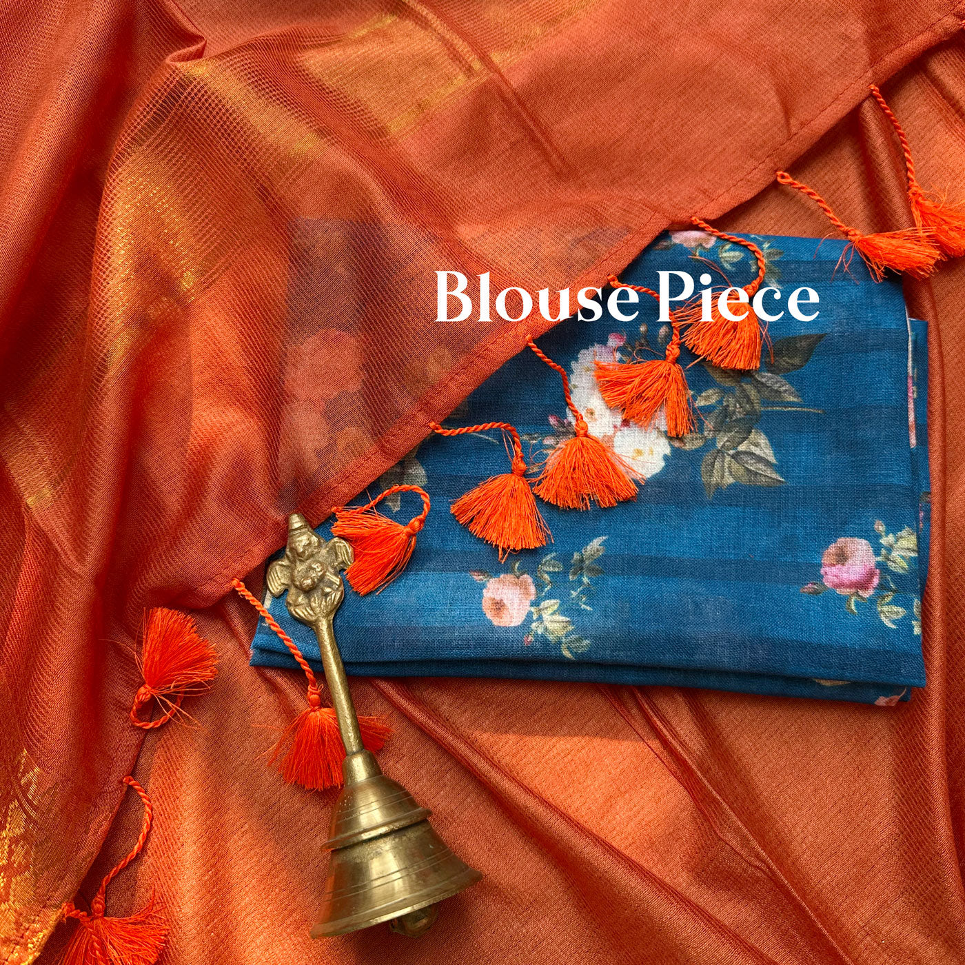 Kesari Cotton Silk Saree with Printed Blouse