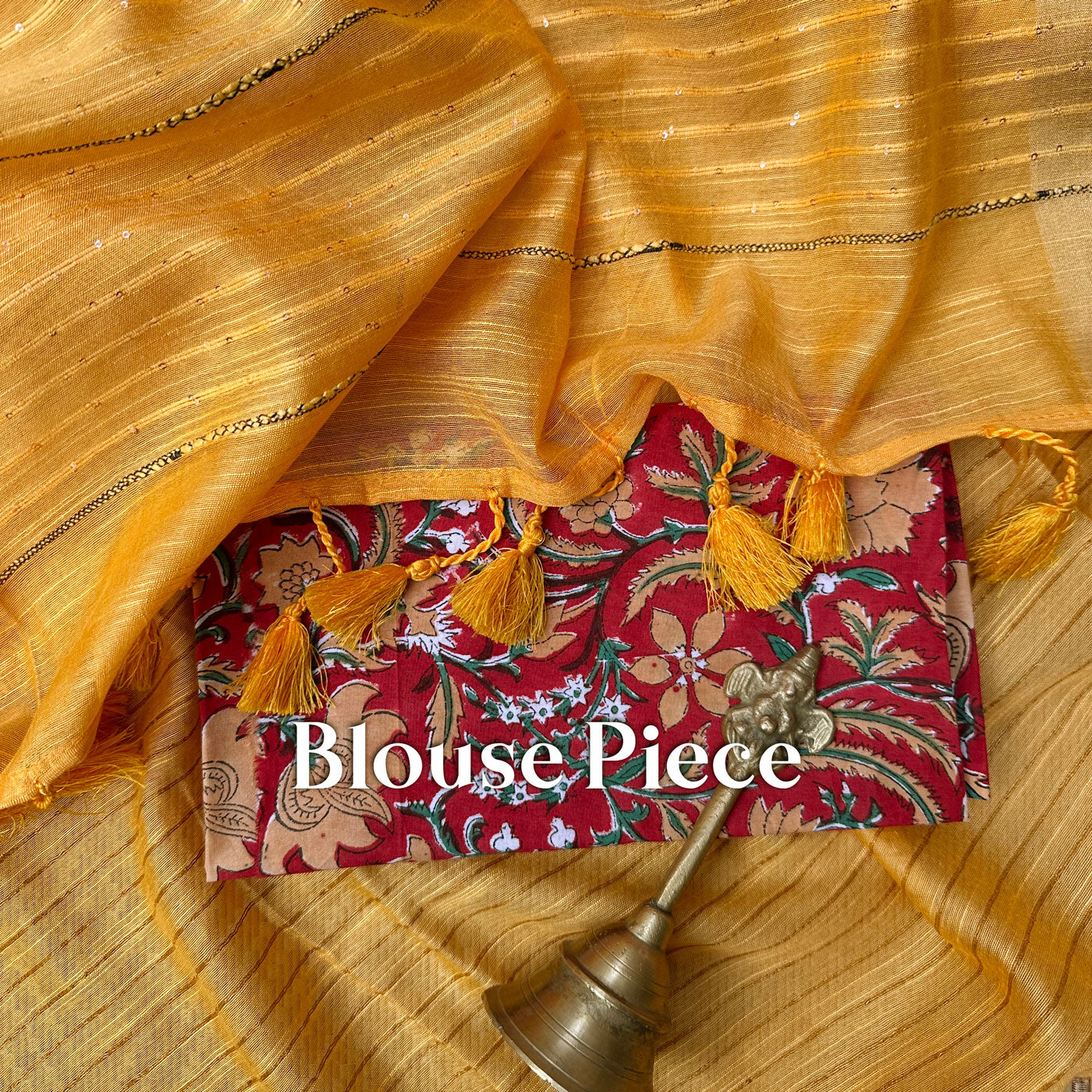 Kesariya Cotton Viscose Silk Saree with Printed Blouse