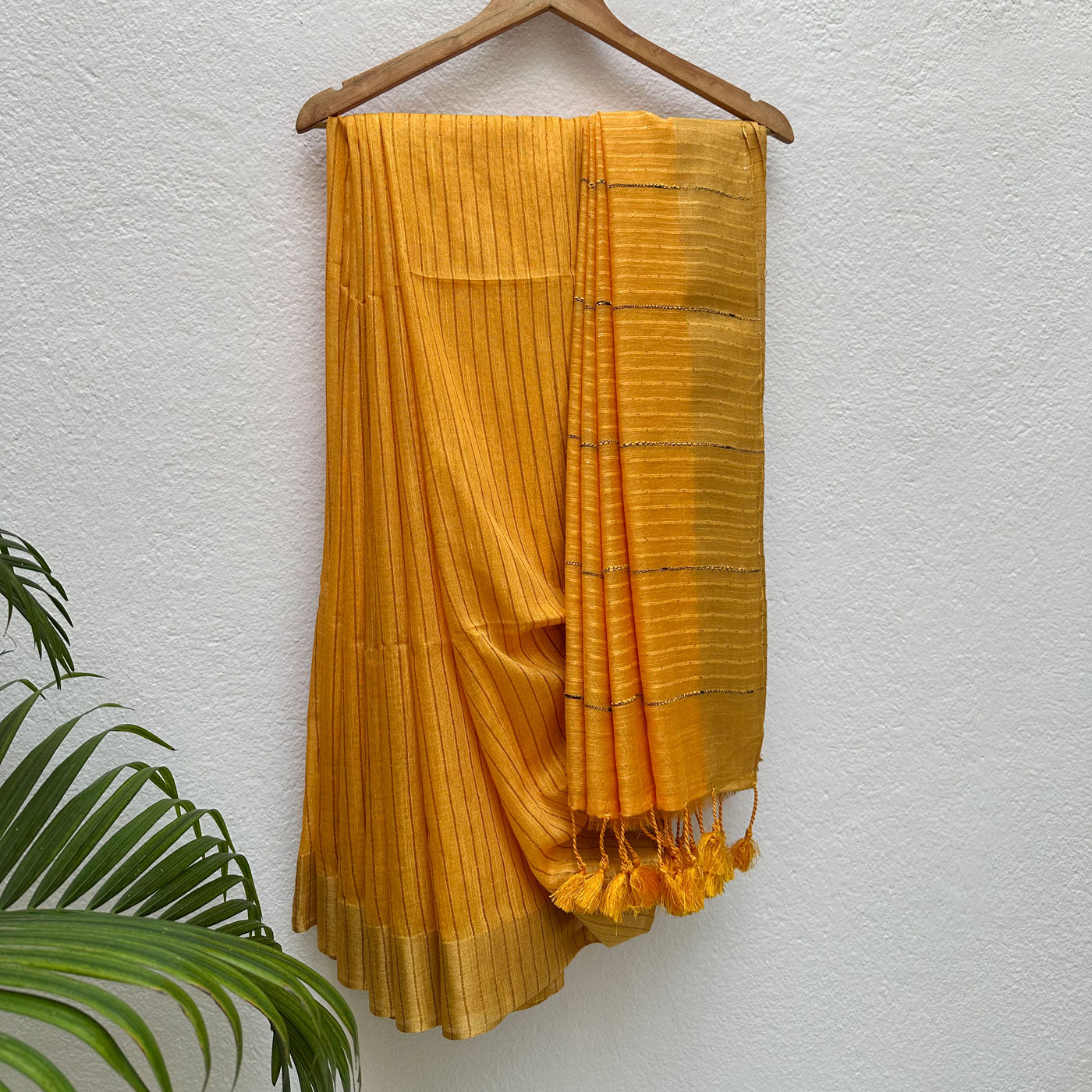 Kesariya Cotton Viscose Silk Saree with Printed Blouse