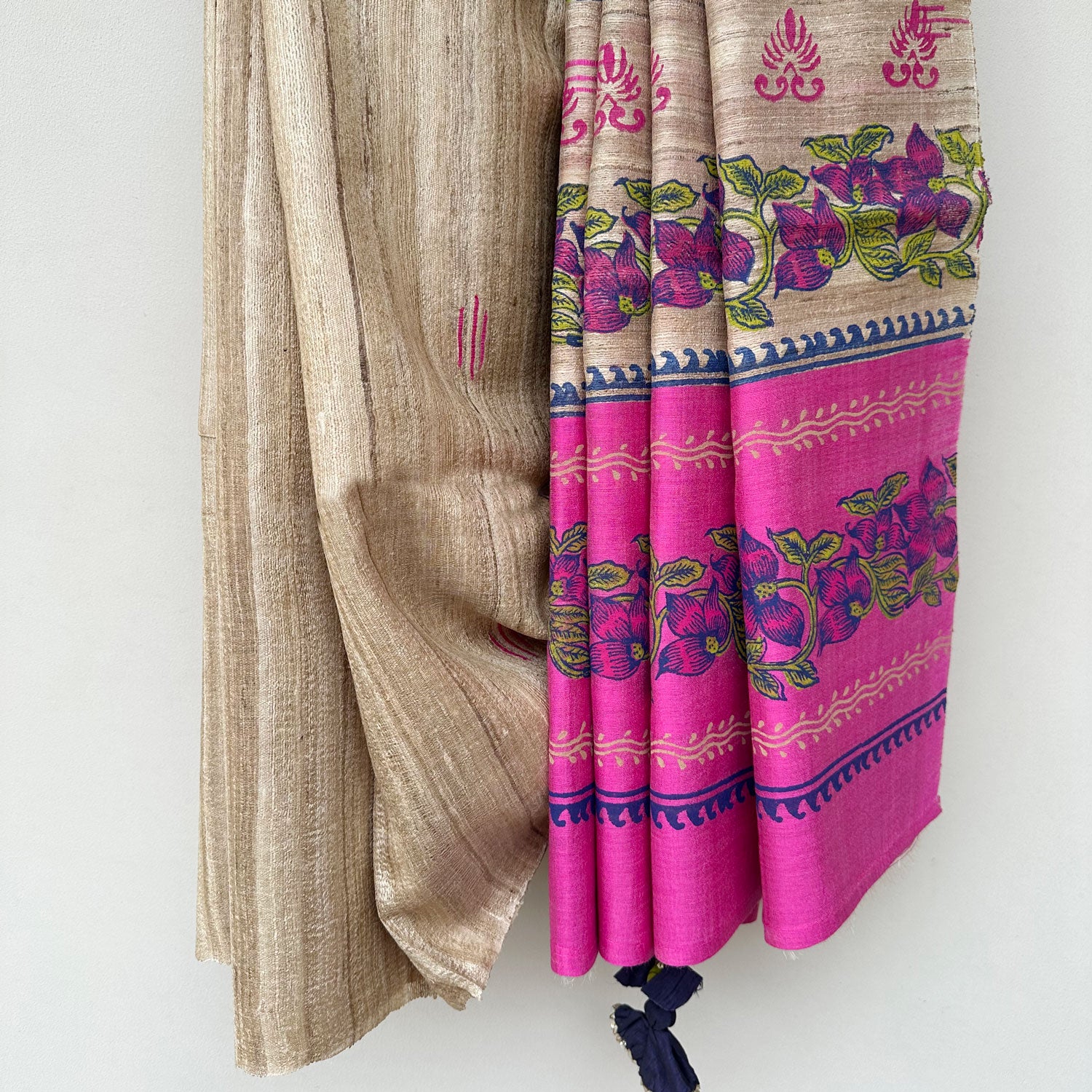Madhuras Handblock Printed Silk Saree