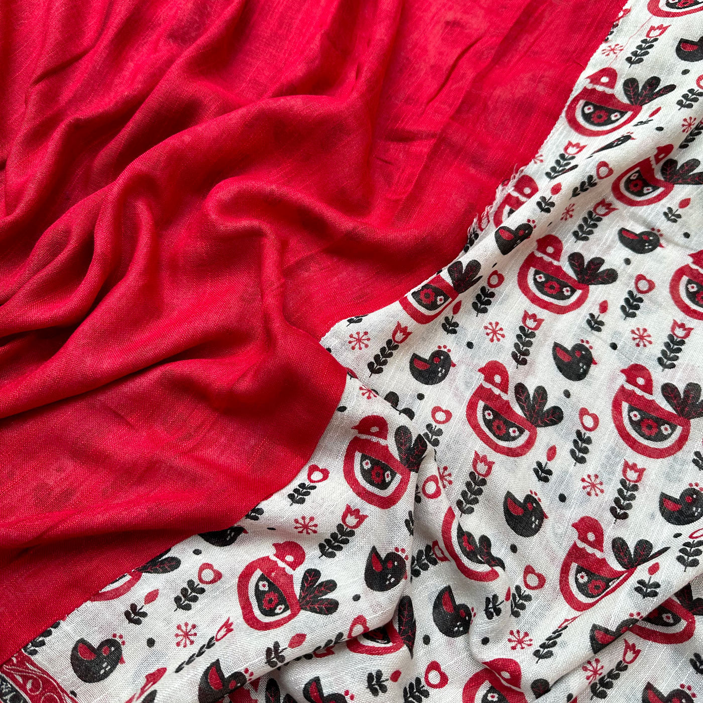Midnight Aurora Printed Organic Linen Saree