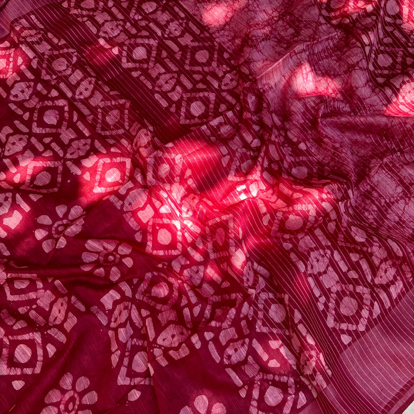 Molten Lava Batik Cotton Silk Saree