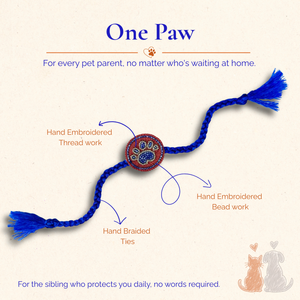 One Paw Rakhi handmade pet rakhi with embroidered paw design
