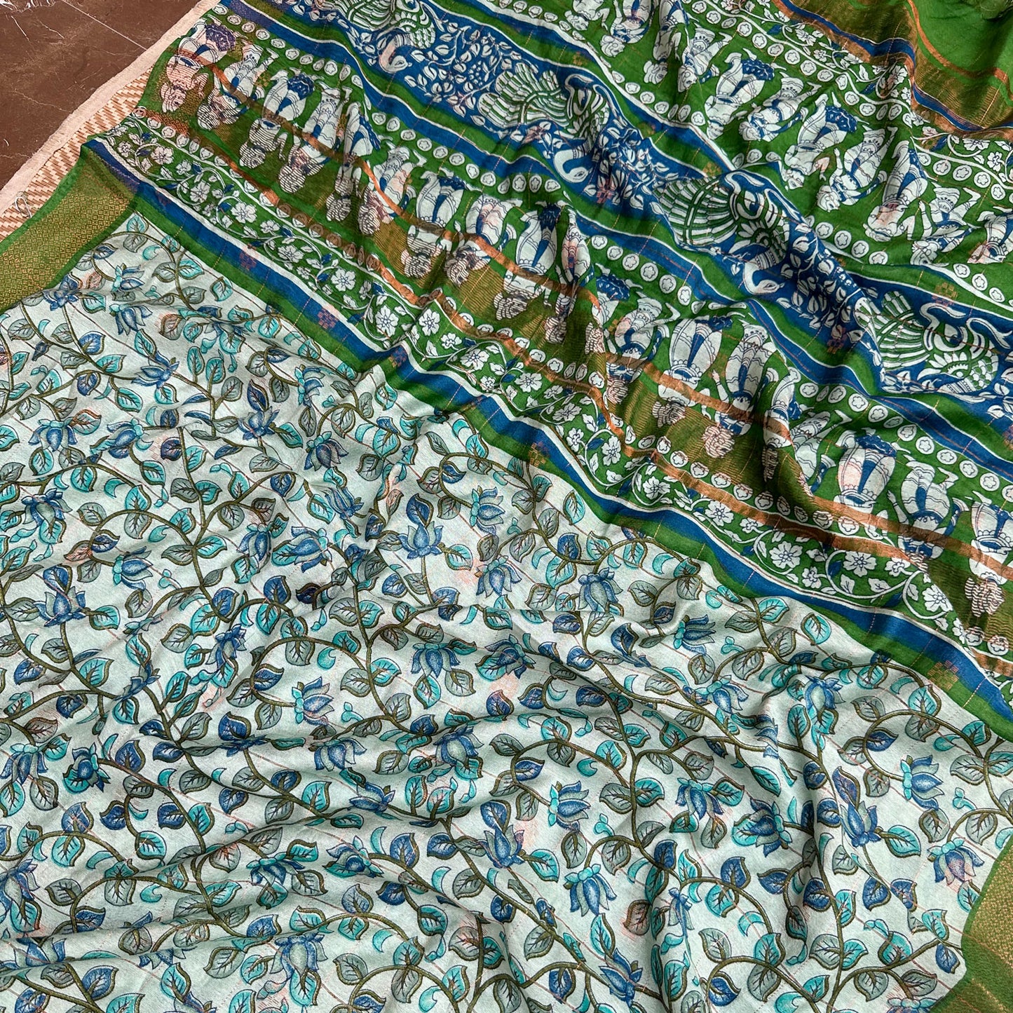 Palampore Kalamkari Cotton Silk Printed Saree