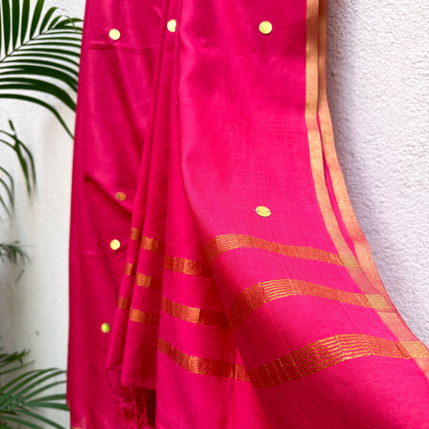 Pink Knock Out Cotton Silk Sequins Saree