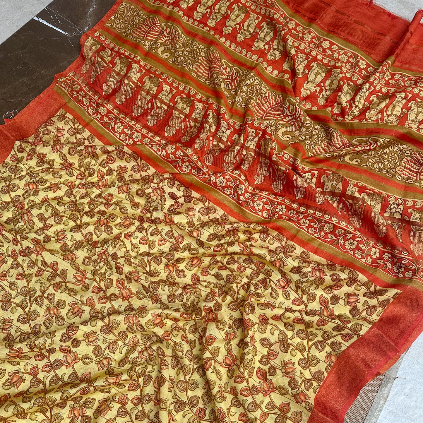 Prakriti Kalamkari Cotton Silk Printed Saree