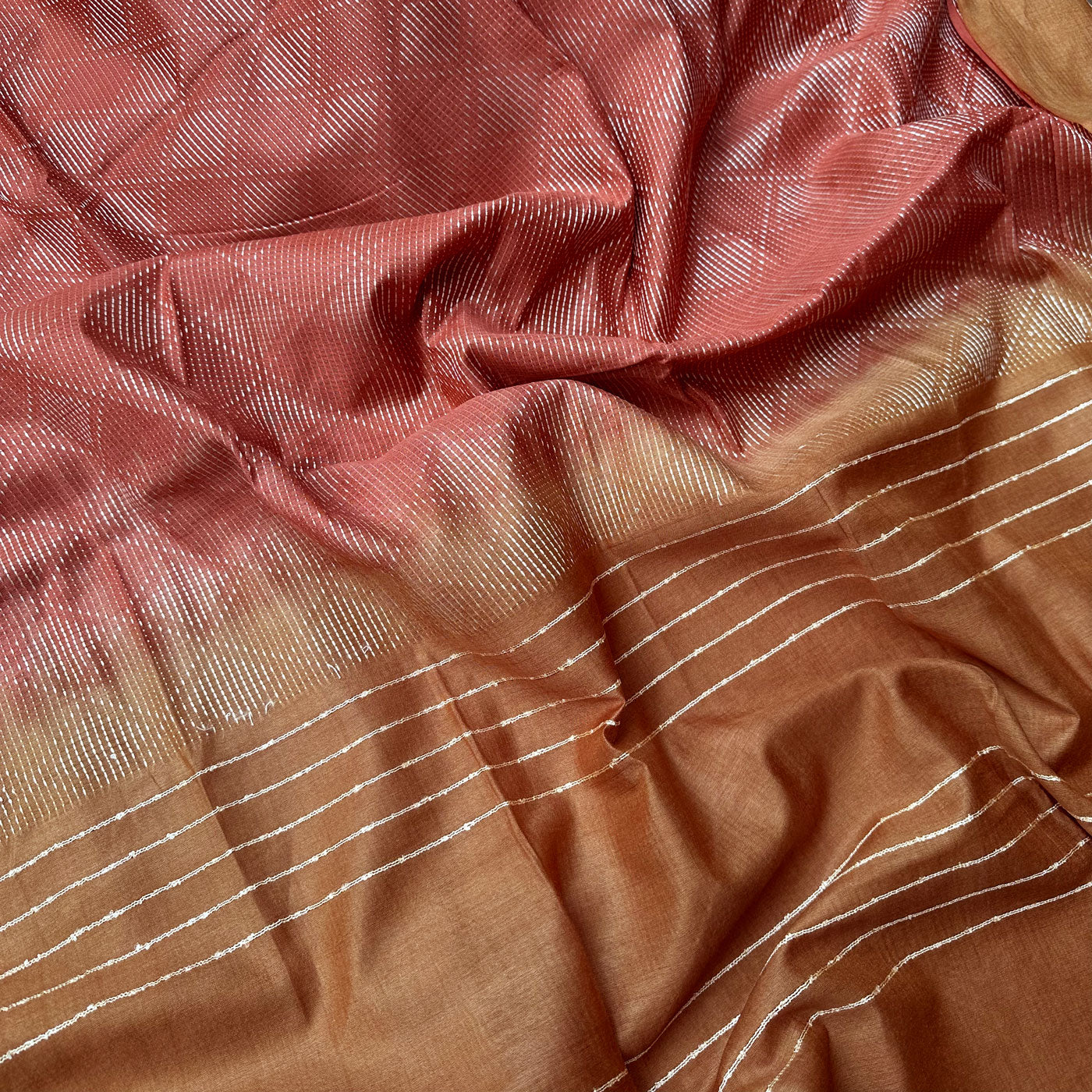 Pumpkin Spice Cotton Viscose Silk Saree