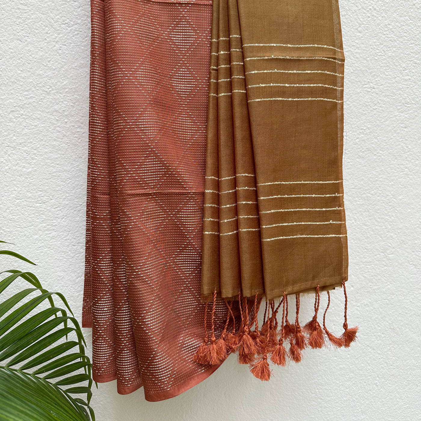 Pumpkin Spice Cotton Viscose Silk Saree
