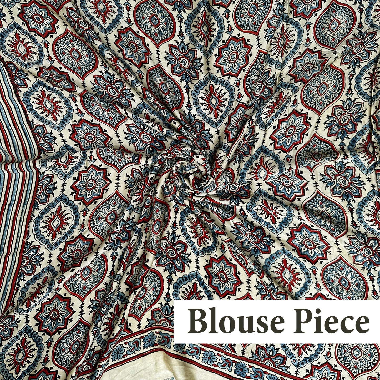 Raagmaala Handblock Printed Ajrakh Modal Silk Saree