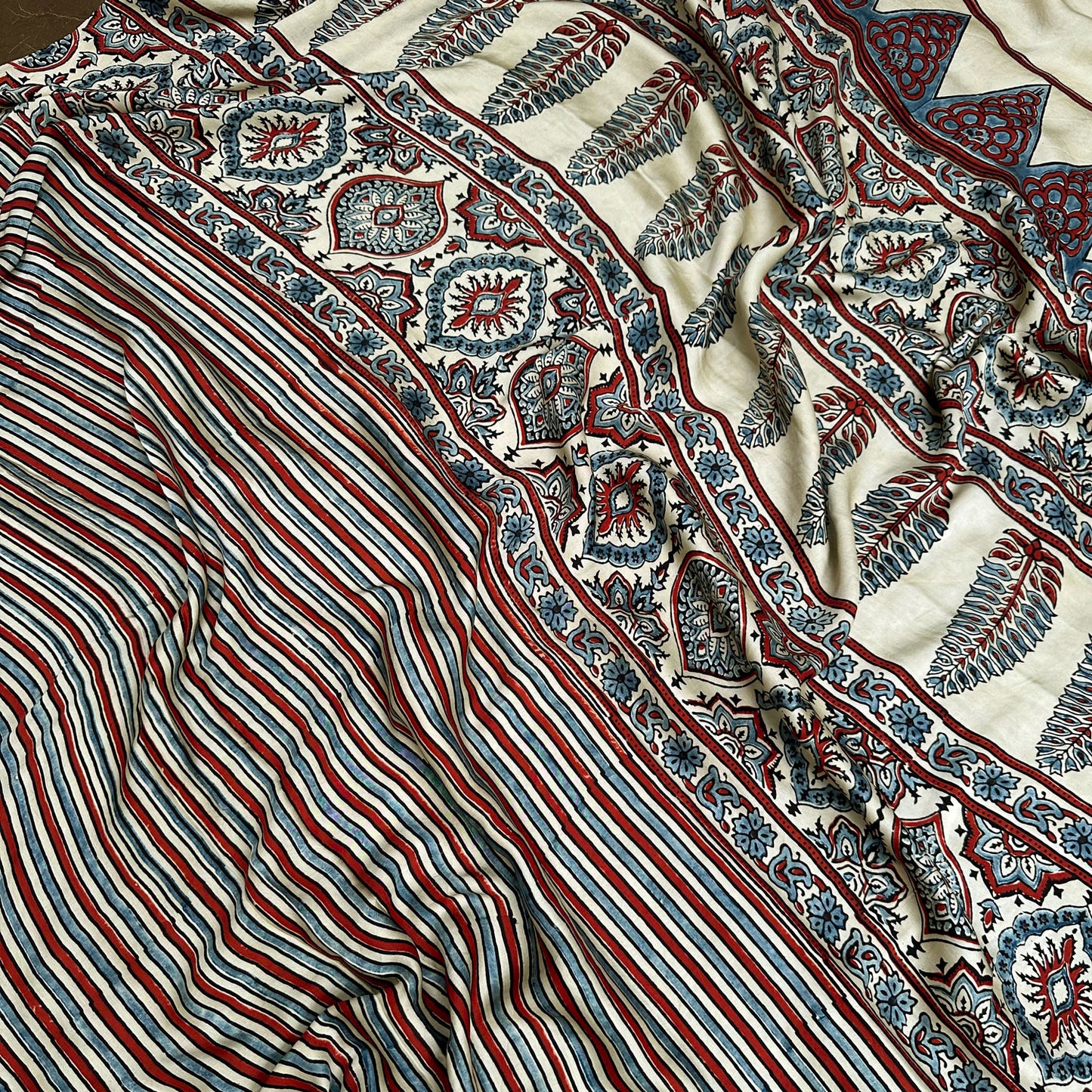 Raagmaala Handblock Printed Ajrakh Modal Silk Saree