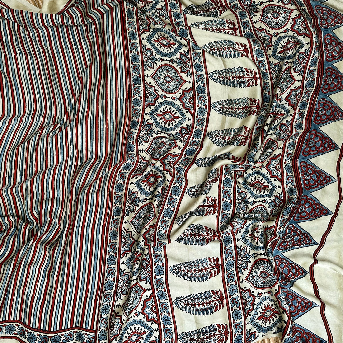 Raagmaala Handblock Printed Ajrakh Modal Silk Saree