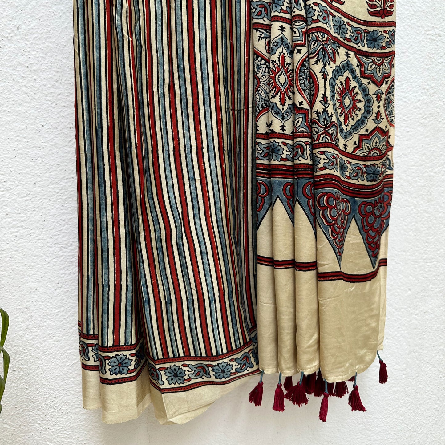 Raagmaala Handblock Printed Ajrakh Modal Silk Saree