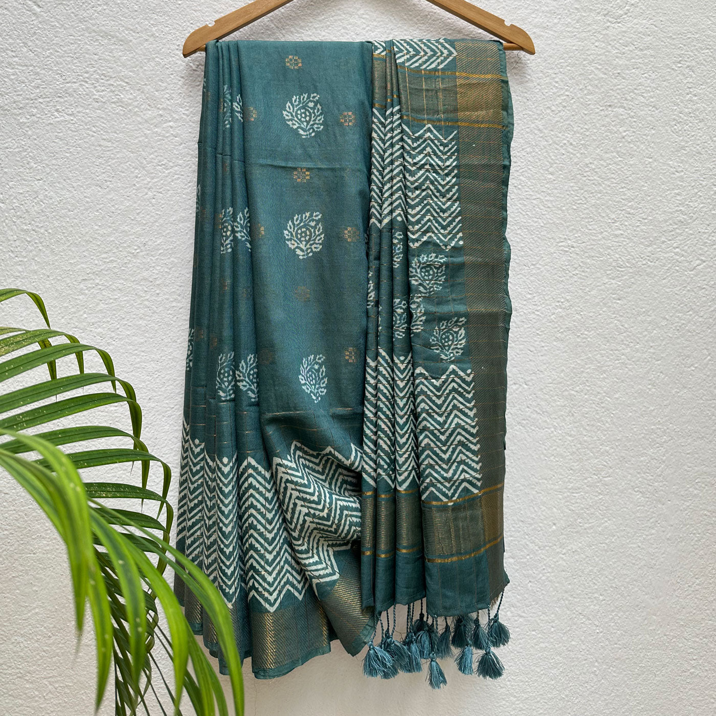 Rajnigandha Handblock Printed Cotton Silk Saree