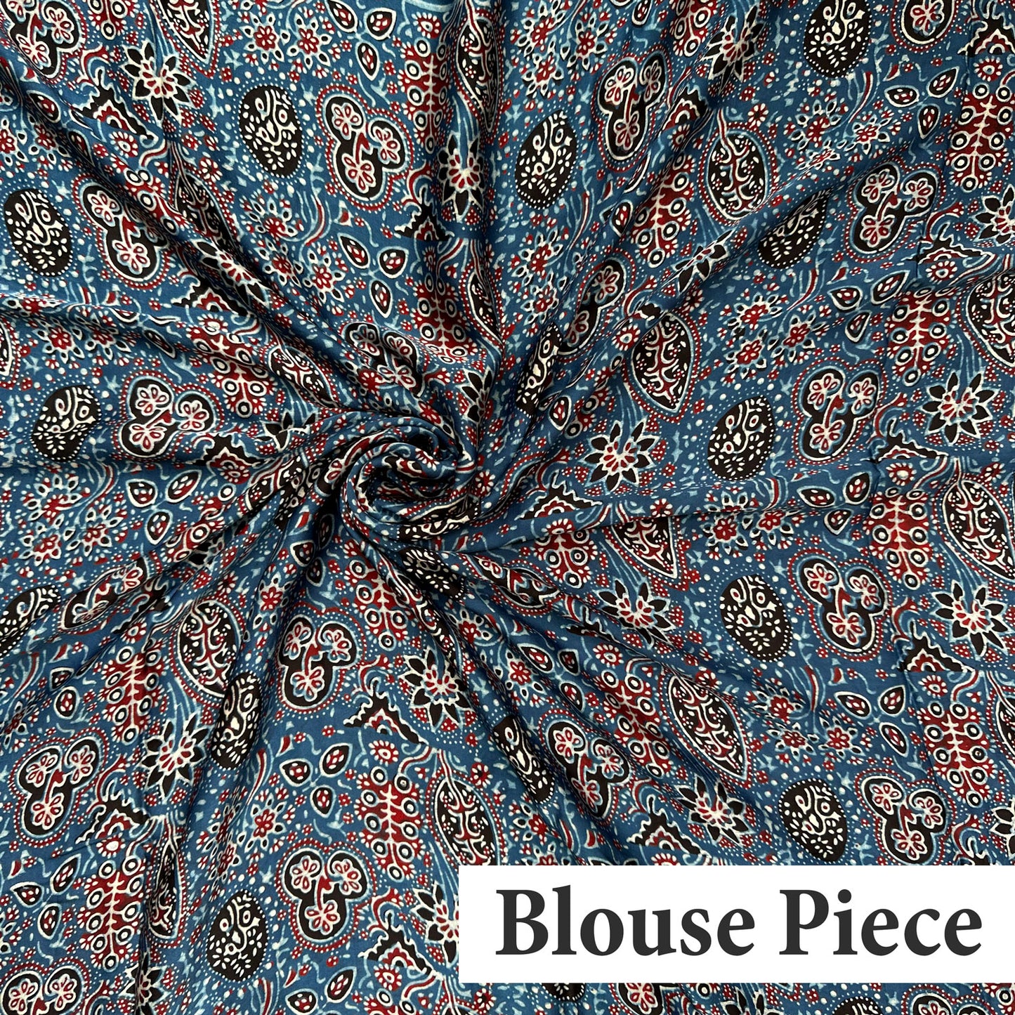 Rekha Handblock Printed Ajrakh Modal Silk Saree
