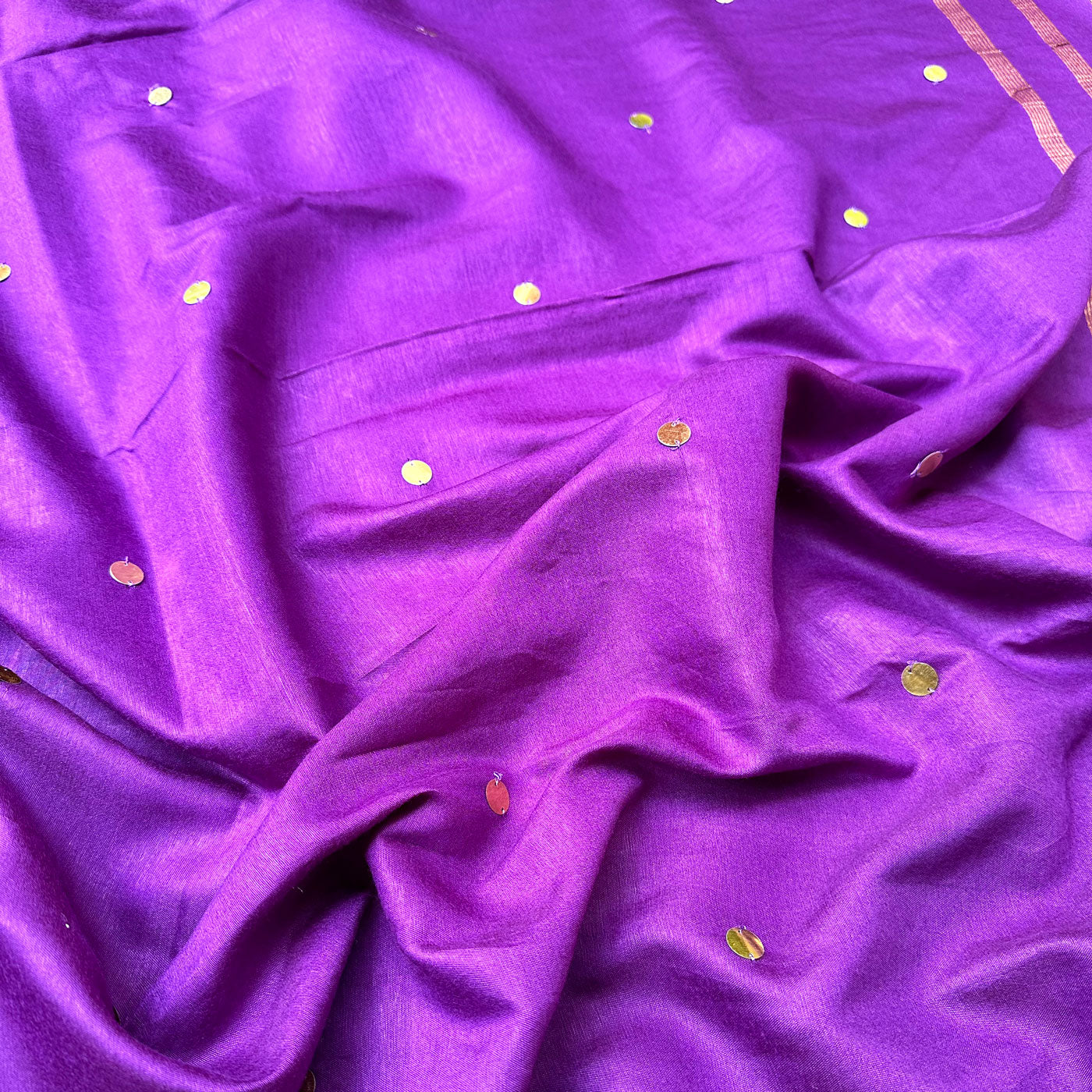 Rhadopsy Purple Cotton Silk Sequins Saree