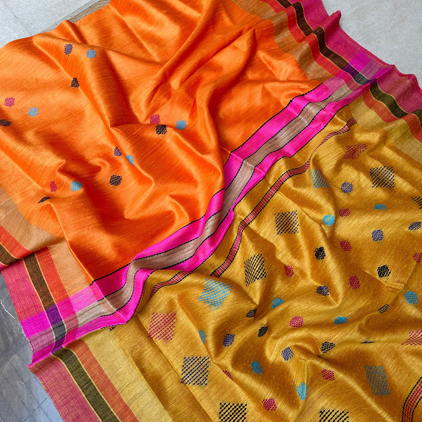 Saanjh Tarini Handwoven Tussar Dupion Silk Saree