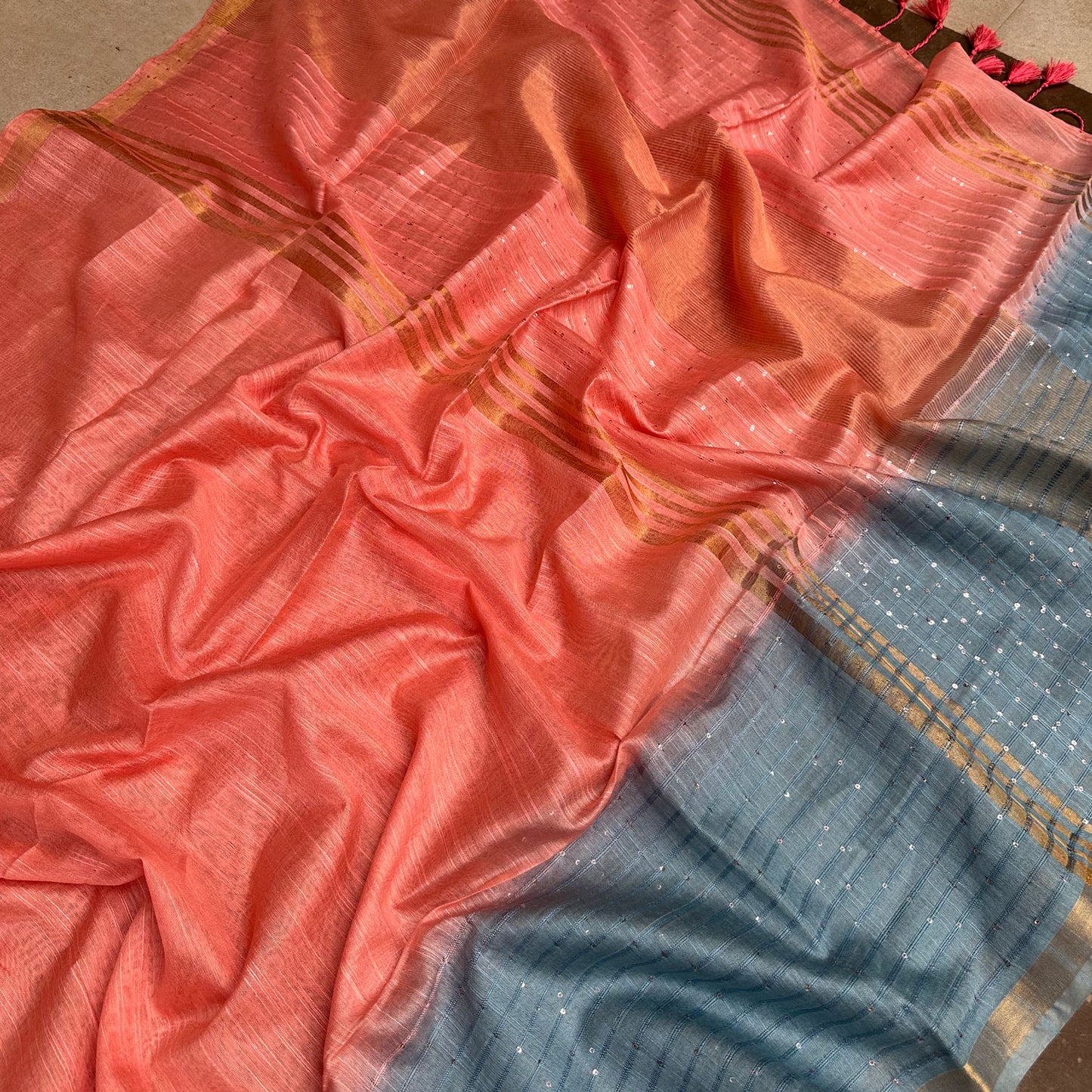 Salmon Treat Cotton Silk Saree