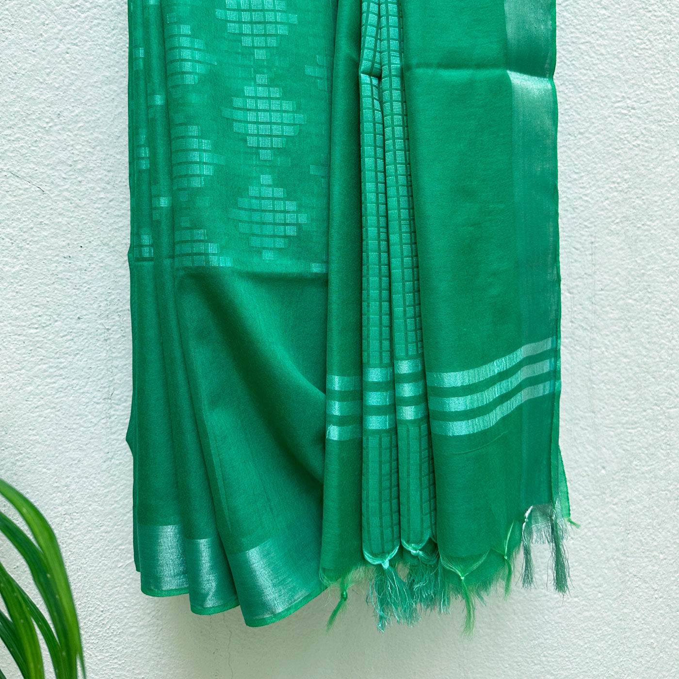Sea Green Cotton Silk Saree